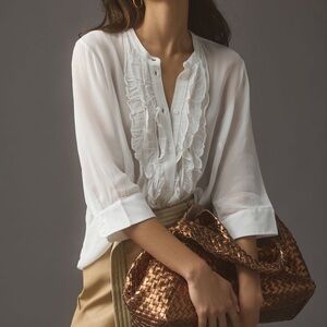 Maeve White Ruffled Blouse